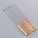 6PCs Stainless Steel Chocolate Cheese Dessert Fondue Pot Forks Oak BBQ Tool