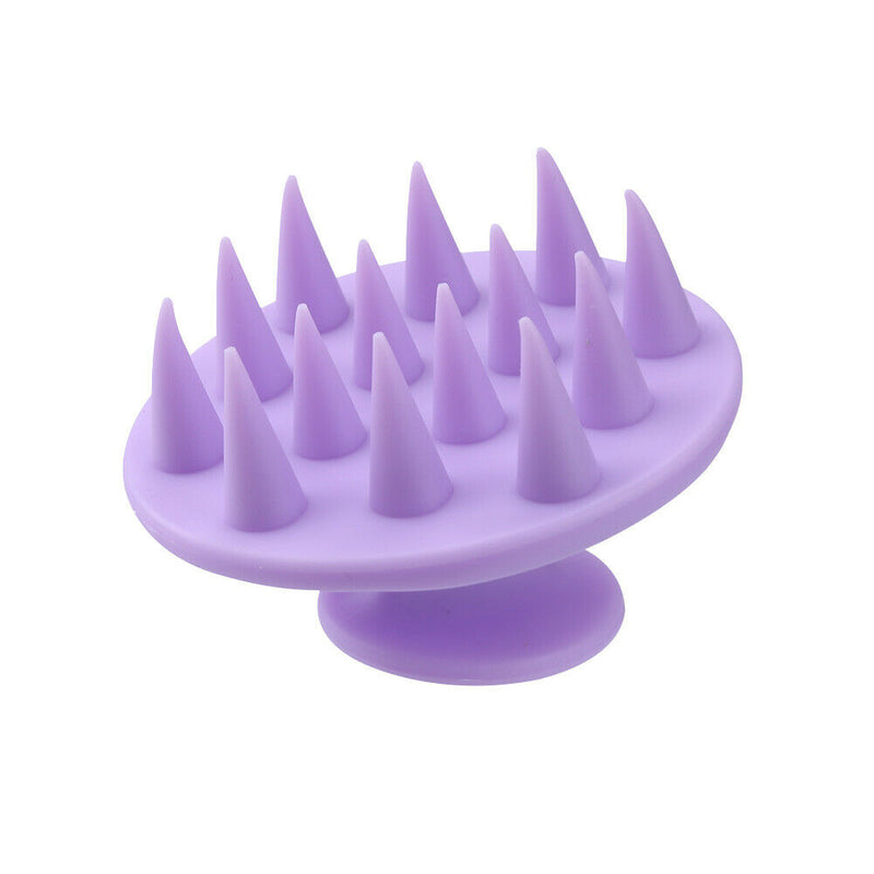 Point Tip Silicone Scalp Shampoo Massage Brush Head Acupoint Comb (Purple) A