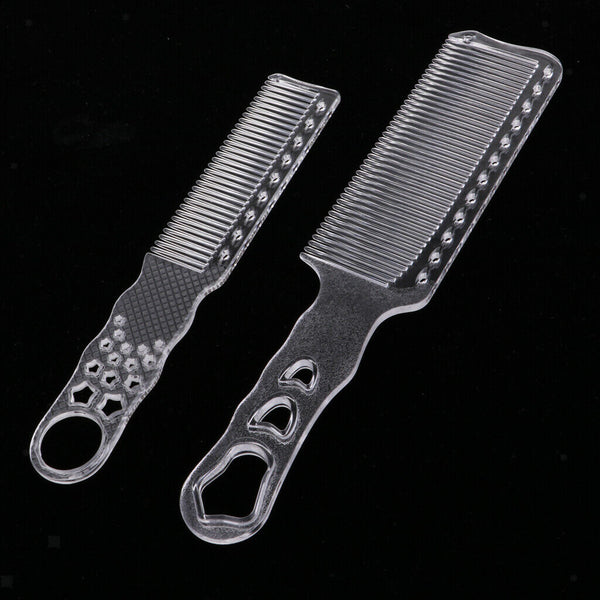 Clear Plastic Anti-static Barber Hairdressing Clipper Comb, Flat Top Fine