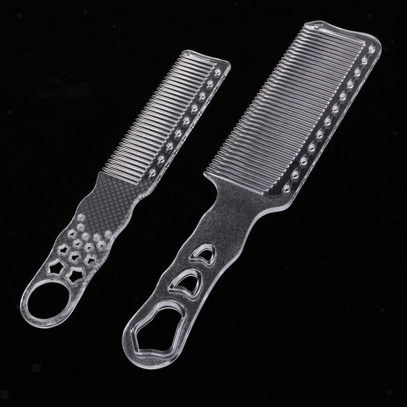 Clear Plastic Anti-static Barber Hairdressing Clipper Comb, Flat Top Fine