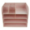 Desktop Organizer Office Storage Rack Wood Display Shelf Display Pink
