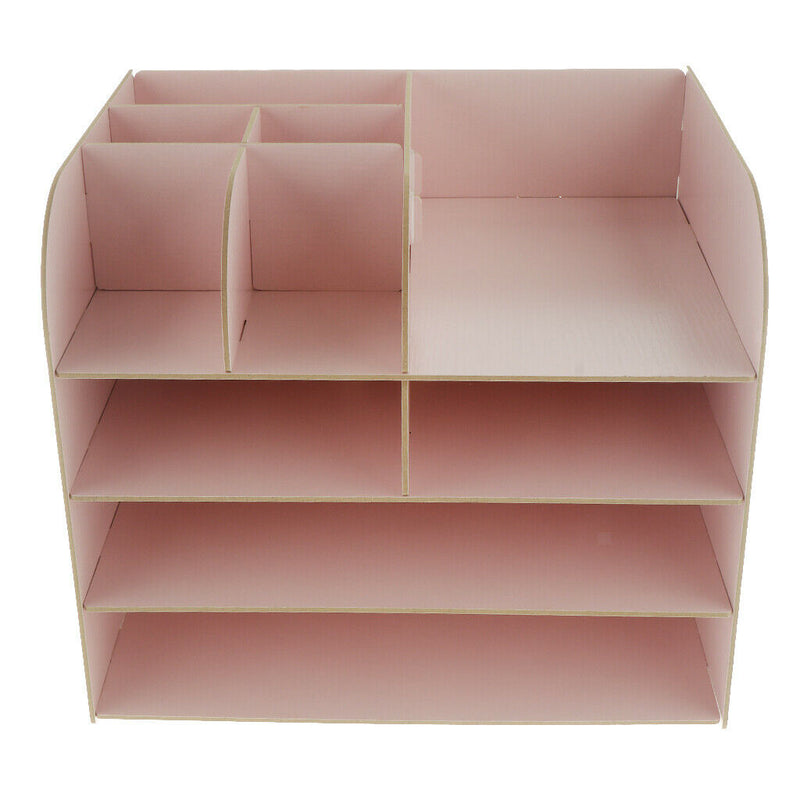 Desktop Organizer Office Storage Rack Wood Display Shelf Display Pink