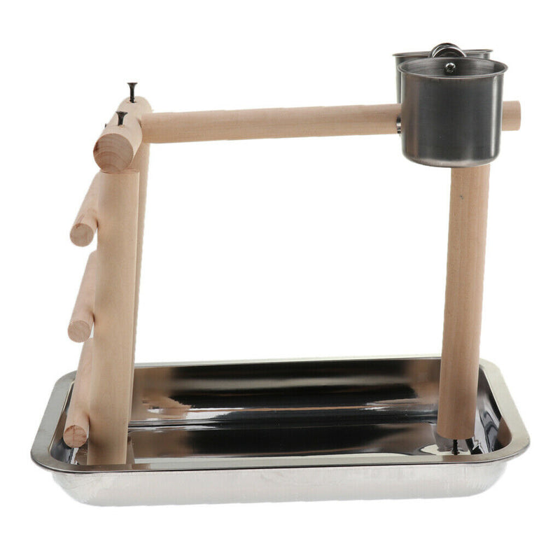 Bird Perch, Parrot Training Stand, Play Gym Tabletop with 2 Feeder Cup