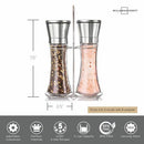 Premium Stainless Steel Salt and Pepper Grinder Set With Stand - Tall Salt