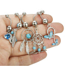 5Pcs/Set Stainless Steel Blue Crystal Navel Belly Button Rings Piercing Jewe 3C