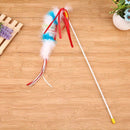 Funny Colorful Feather Tease Cats Dangle Rods Playing Pet Toys(Rose Red)