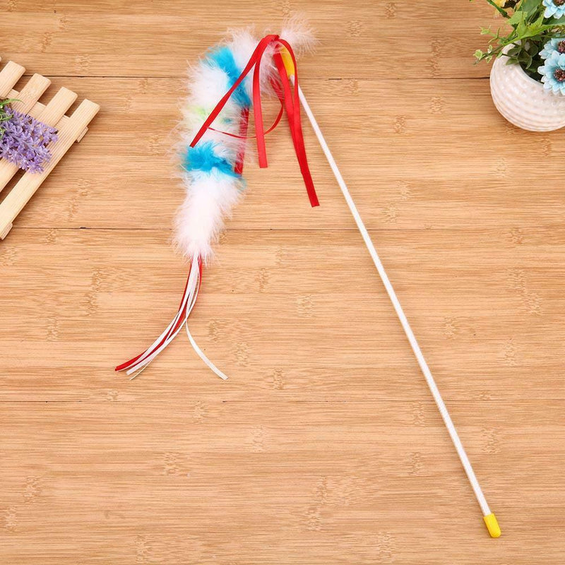 Funny Colorful Feather Tease Cats Dangle Rods Playing Pet Toys(Rose Red)
