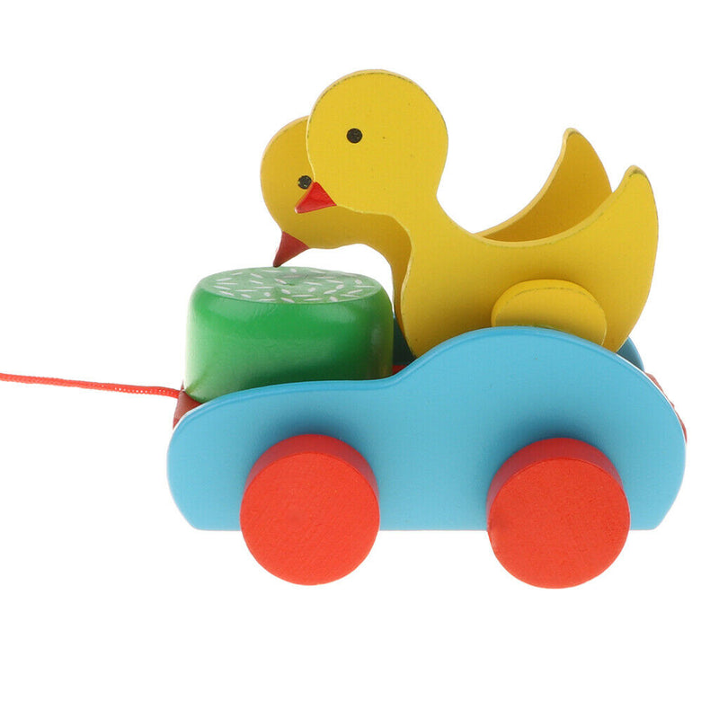 Wooden Pull String and Duck Pecking Rice & Walking Kids Toddler Developmental