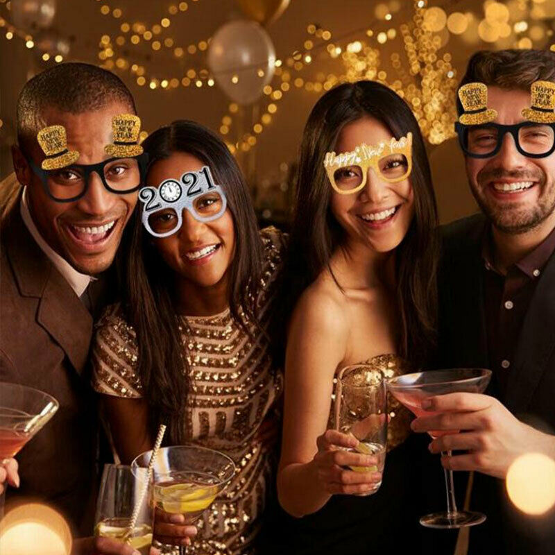 9PCS Happy New Year Party Favor Glasses Photobooth Props for Festival Suppli Hn