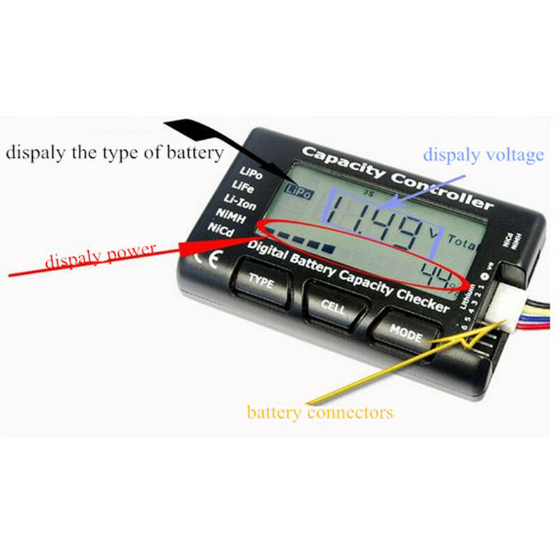 RC CellMeter-7 Digital Battery Capacity Checker For Nicd NiMH LiPo LiFe Li-ion