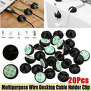 20Pcs Cable Clips Self-Adhesive Desk Cord Management Organizer Wire USB Holder ~