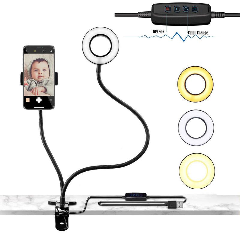 LED Selfie Ring Light with Cell Phone Holder Flexible Stand Stream Lamp ST-33