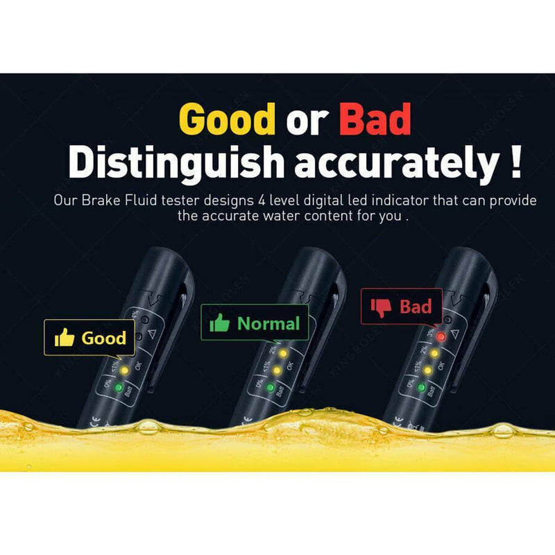 Car Brake Fluid Tester DOT3 DOT4 LED Indicator Moisture Compact Water Test Pen