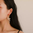 Crystal Flower Dangle Ear Hook Women Elegant Drop Earrings Alloy Jewelry
