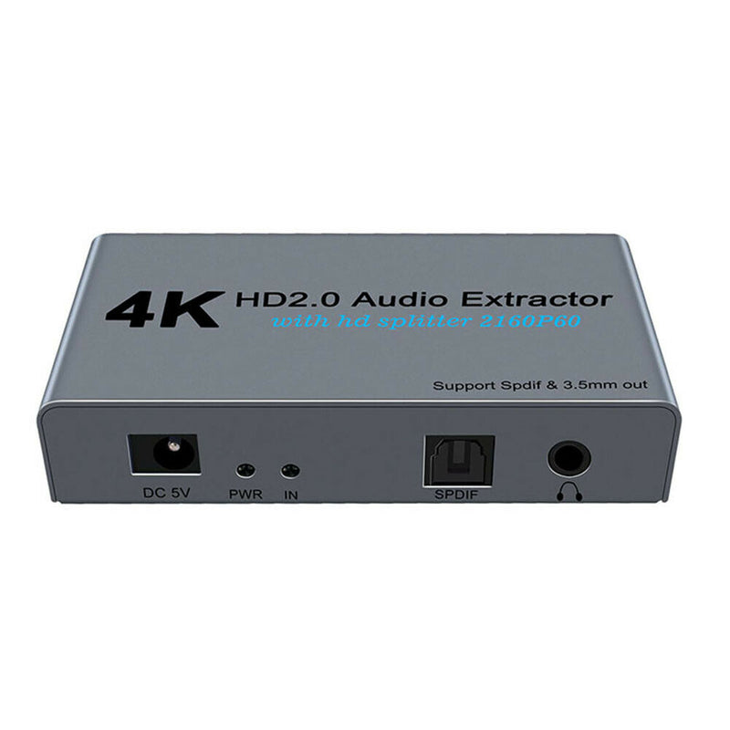 E12A 4K HDMI 2.0 Splitter 1 In 2 Out with SPDIF + 3.5mm Audio Extractor