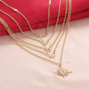 Rhinestone Stars Pendant Clavicle Chain Women Multilayer Necklace Jewelry