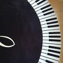 1X(New Carpet Music Symbol Piano Key Black White Round Carpet Non-Slip Carp
