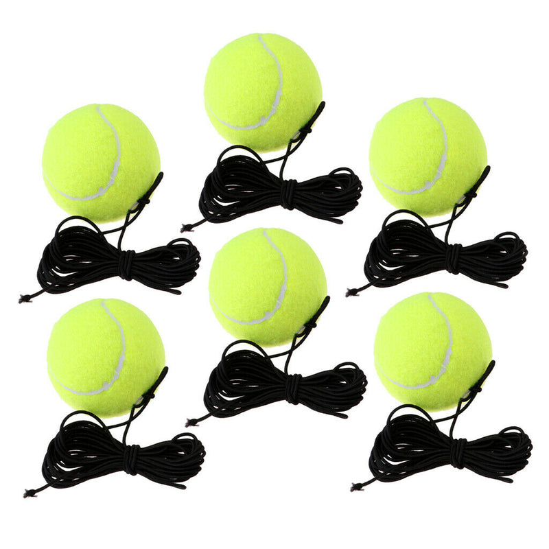 Set of 6 Rubber Tennis Training Balls on A Rope
