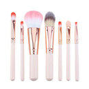 7pcs/set Wood Makeup Brush Foundation Contour Concealer Blush Pen Beige