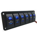Waterproof 6 Gang 2LED Light Rocker Switch Panel Circuit Breaker 12V boat m