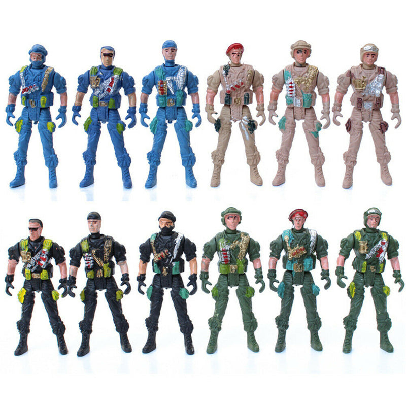 Military Playset Special Force Action Figures Kids Toys Plasti 9cm Soldier MenJR
