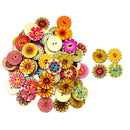 200pcs Wood Buttons 2 Holes Random Flowers Round Button Sewing Crafting