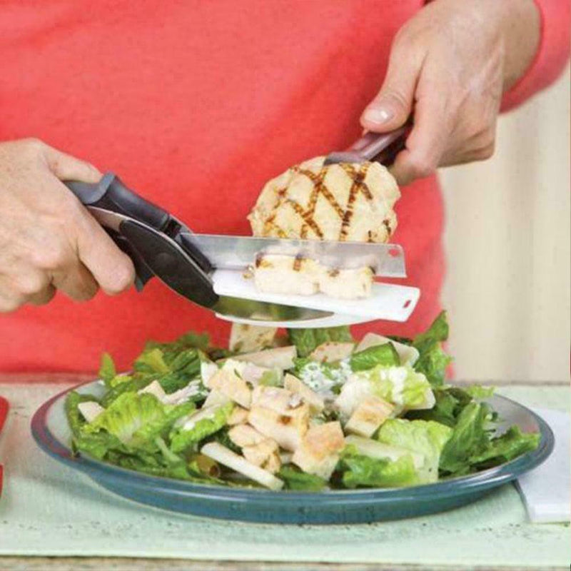 2in1 Kitchen Smart Scissors With Cutting Board Home Handle ABS Vegetable Cu B1F5