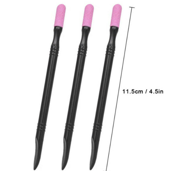 2*Double-end nail quartz cuticle remover pusher trimmer file manicure tools l Gw