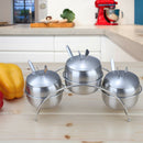 3pcs Food Storage Condiment Pots Canister for Sugar Bowl Serving Tea Coffee