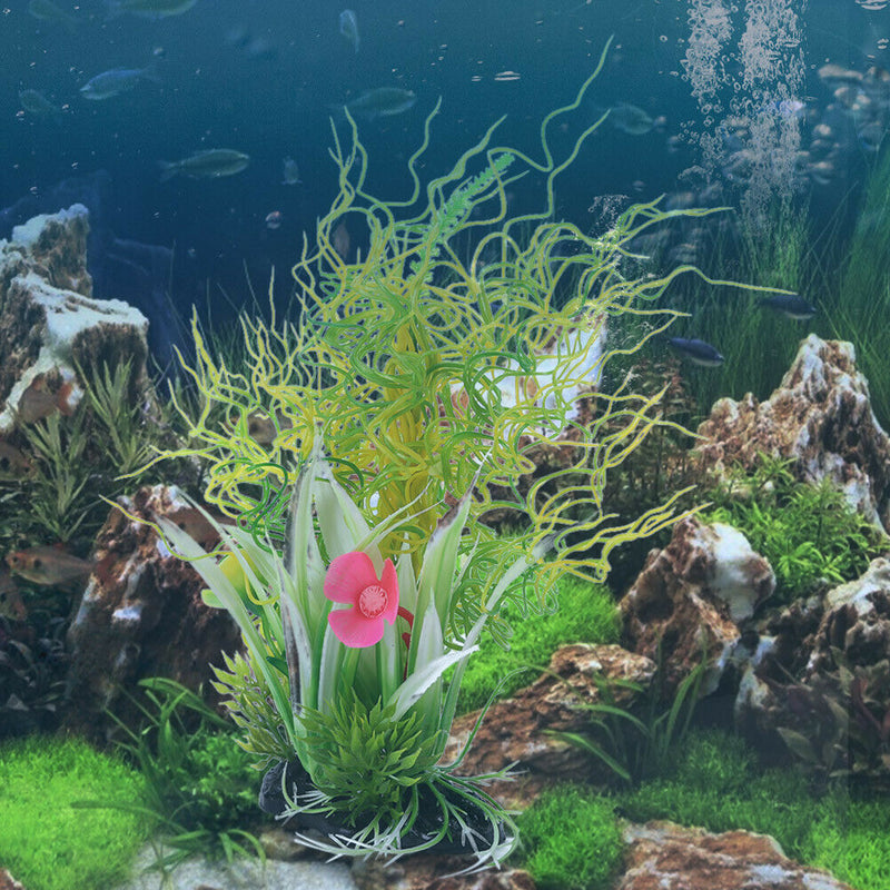 Artificial Curved Grass Fish Tank Water Plants Viewing for Aquarium Decor