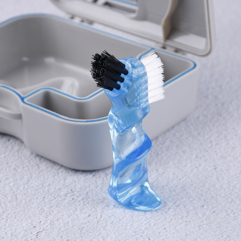 Denture false teeth storage box case with mirror and clean brush appliance 3C