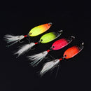 metal spinner spoon fishing lure hard baits sequin noise paillette with feath BX