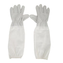 1 Pair Beekeeper Gloves Cotton Leather Apiculture Anti Bee Sleeves (White) A