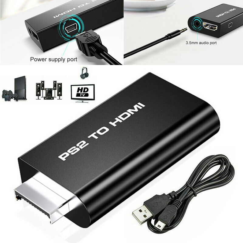 For PS2 to HDMI Video Audio Cable Converter Adapter with USB Cable