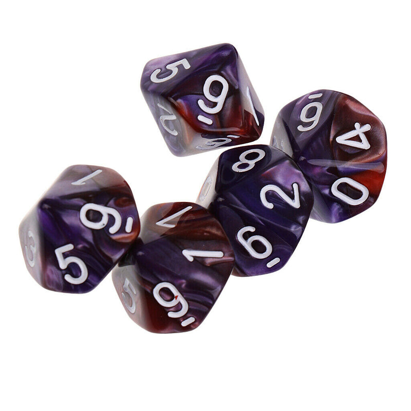 10pcs Acrylic 10 Sided Dice Game Dice Set D10 For Board Game Card Game