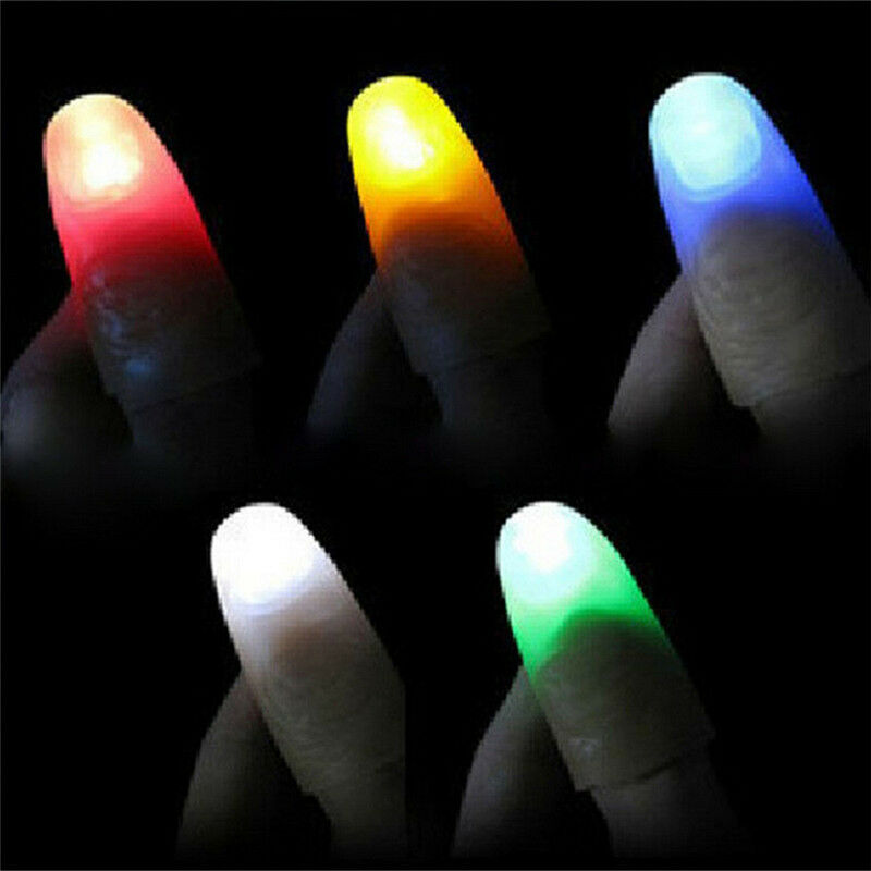 2Pcs Magic Super Bright Light Up Thumbs Fingers Trick Appearing Light Close A_3C