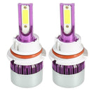 1 Pair COB LED Car Headlight Bulbs 72W Headlamp Fog Light Purple (9004) A