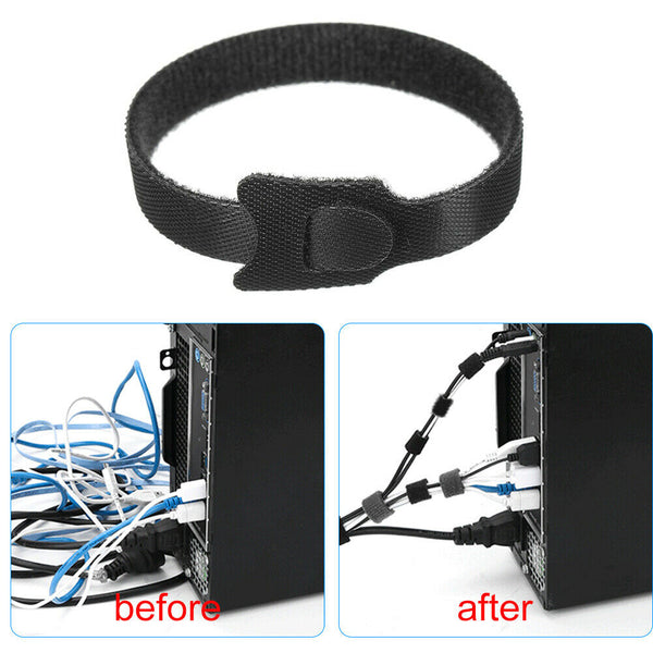 100pcs Reusable Nylon Self Adhesive Fasteners Cord Wire Cable Ties Strap