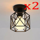 2 Pcs Ceiling Light Industrial Square Cage Metal Iron Retro Chandelier Susp
