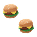 Squeaky Stuffed Plush Dog Toys - Hamburger Shaped - Pack of 2