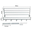 New Wall Mounted Towel Shelf Rail Storage Rack Holder H Hook Bathroom Hotel W8N4