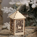 Wooden house, Christmas decorations light, small hotel bar Christmas tree w