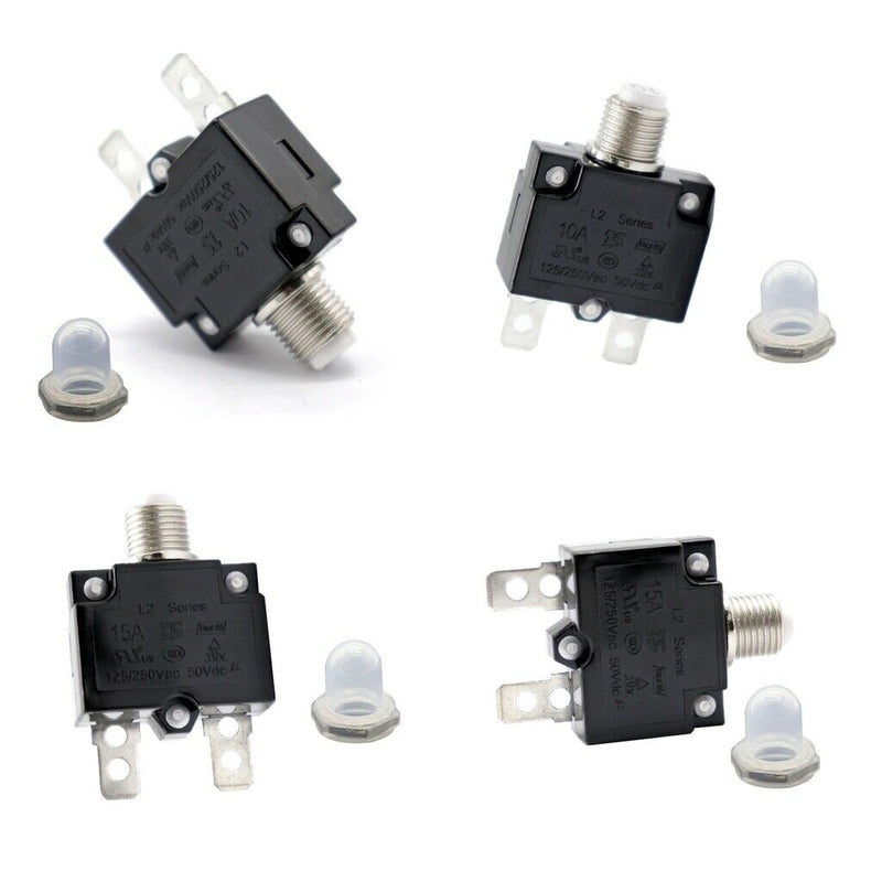 4Pcs 50V DC Push Button Circuit Breaker Manual Reset Thermal Overload Switch