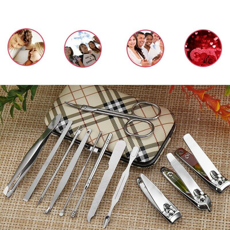 12Pcs/Set Professional Women Stainless Steel Nail Clippers Cleaner Pedicure S7U4