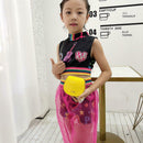 Girl Kids Messenger Bag Women Leather Chain Saddle Shoulder Bag (Yellow) A