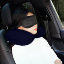 Inflatable Neck Pillow Support U Shaped Travel Pillow for Car (Dark Blue)