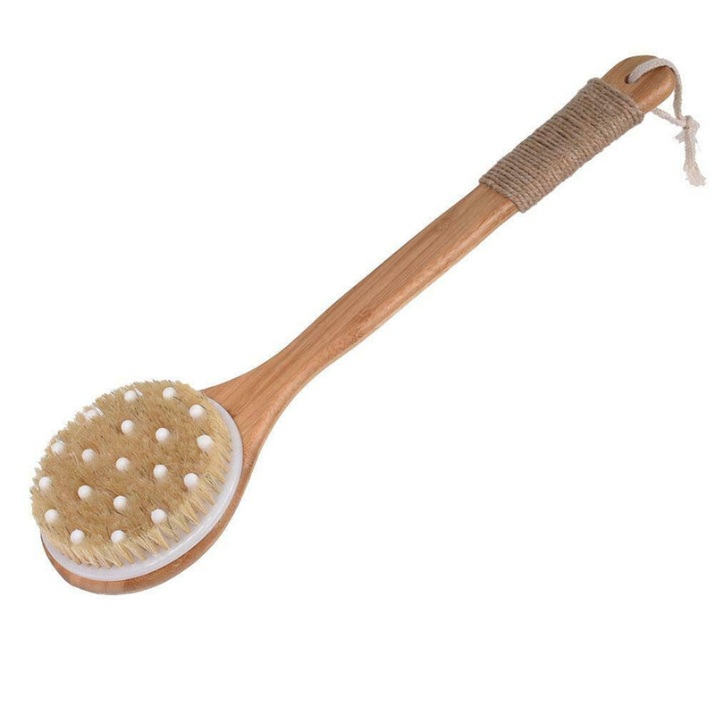 Long Handle Rub Back Brush Wooden Natural Bristles Bath Shower Massage Brushes