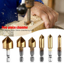 6pcs HSS Chamfer Drill Bit Hex Shank 90 Degree 6mm-19mm Countersink Chamfer