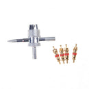 Car Truck Bike 4-WAY  Tire Valve Accessory  Repair Tool with 4 Valve Cores M 3C