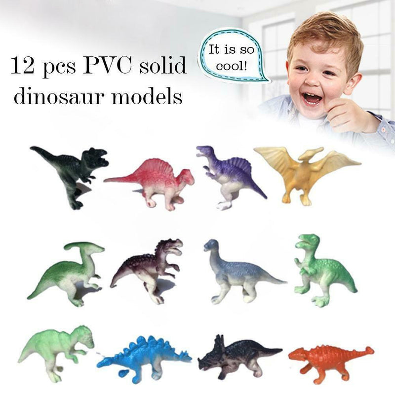 12Pcs Educational Dinosaurs Toys Set Stegosaurus Ceratosaurus Kids